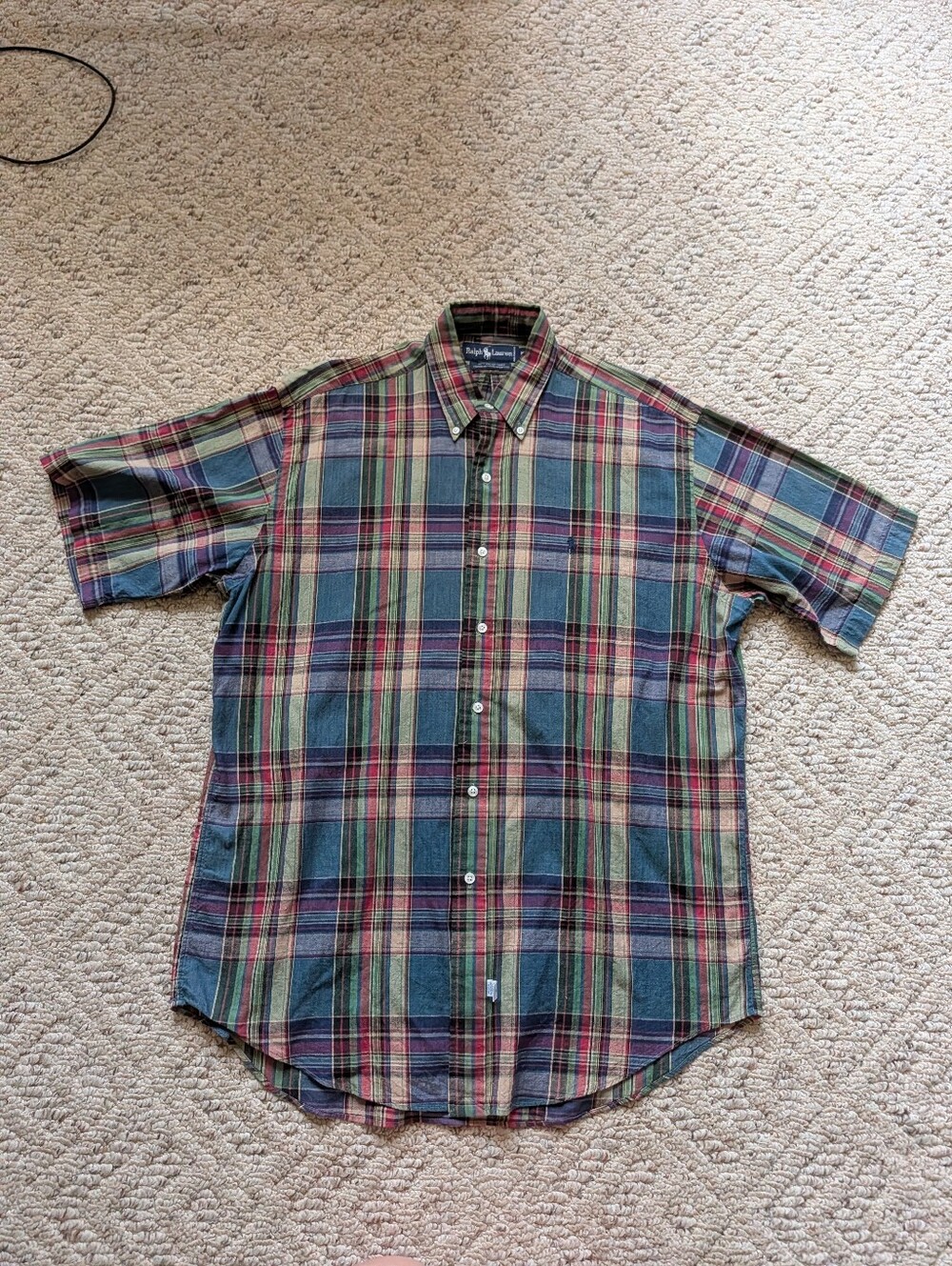 Vintage Y2K 2000s Ralph Lauren Madras Short Sleeve Button Down Shirt Plaid Vtg